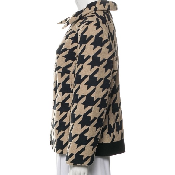 AKRIS PUNTO Houndstooth Jacquard Jacket in Caramel Black Sz10 - Picture 6 of 16